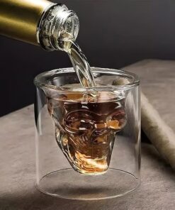 Skull Whiskey Glass | Set Of 2 |200 Ml | Double Walled Skull Shaped Whiskey Glass | Funnny | Qwirky | Uneven | Whiskey Gift Set For Friends, Transparent